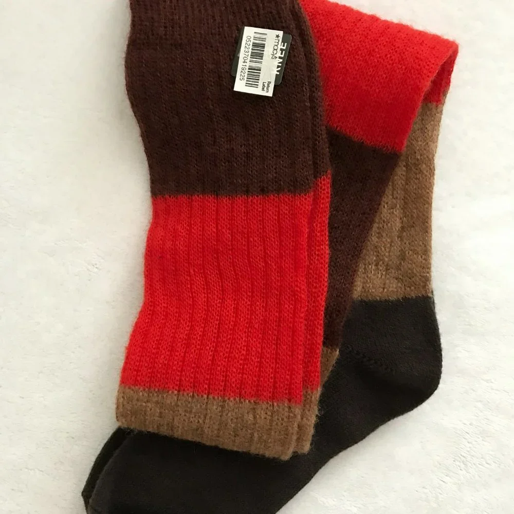 Mohair Over the Knee Colorblock Socks, Women Size O
